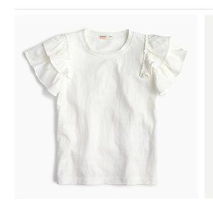 J. Crew Girls' ruffle-sleeve T-shirt, 16, NWT